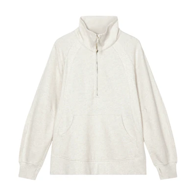 (Women) Lululemon Scuba Oversized Half-Zip Pullover Hoodie Women’s Light Grey. LW3HZ4S