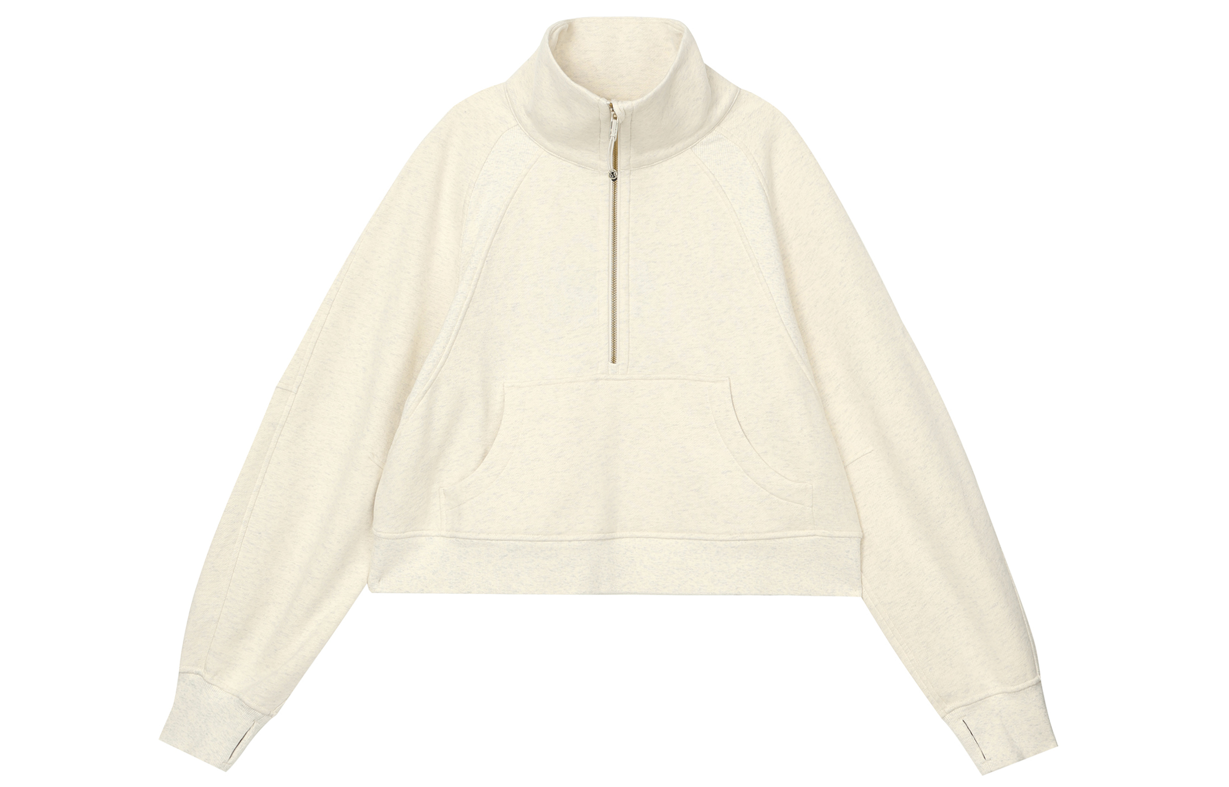 (Women) Lululemon Scuba Oversized Half-Zip Pullover Ivory/Gold Sweatshirt LW3GNOS