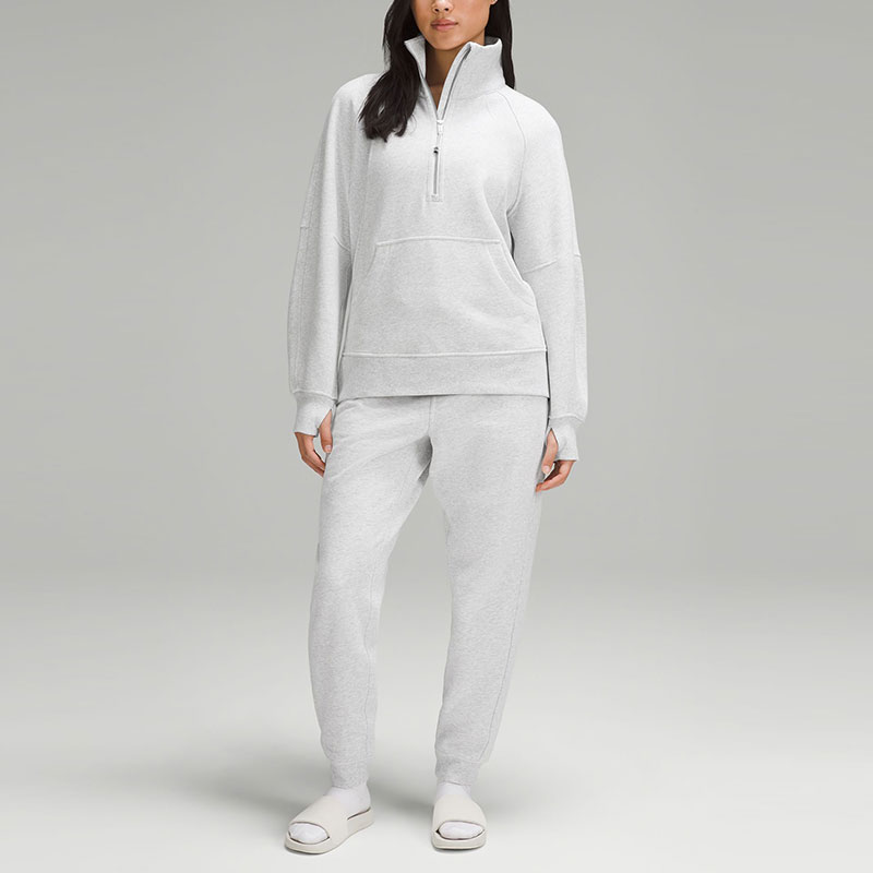 Details for (W) Lululemon Scuba Sudadera Oversize Media Cremallera Mujer Gris Claro. LW3HZ4S