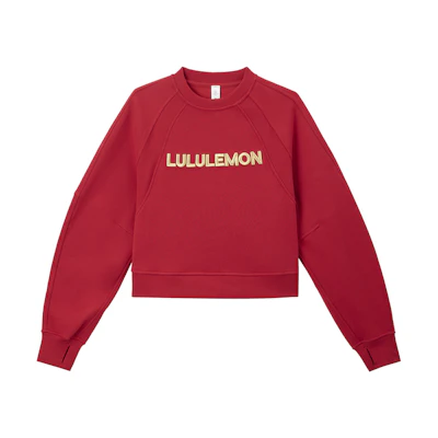 (Women) Lululemon Scuba Series Lunar New Year Snake Red Loose Fit Crop Hoodie LW3IXMS