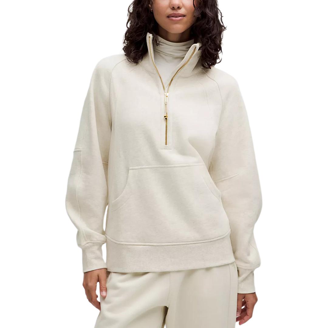 (Women) Lululemon Scuba SS25 Funnel-Neck Half-Zip Long Sleeve Sweatshirt Women - Red/Gold LW3IG8S