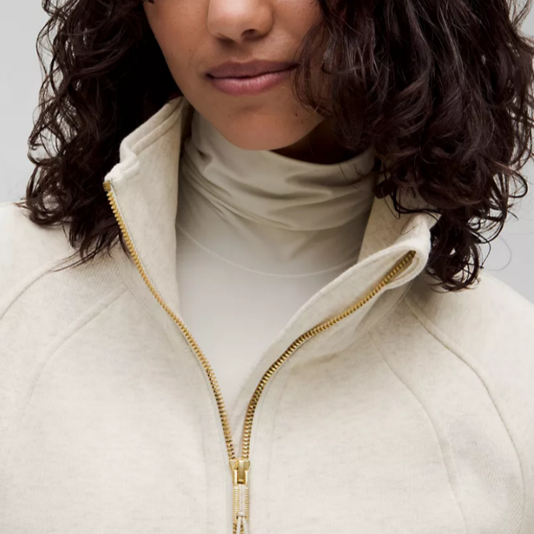 Details for (W) Lululemon Scuba SS25 Sudadera Mujer Cuello Alto Cremallera Media Roja/Dorada. LW3IG8S