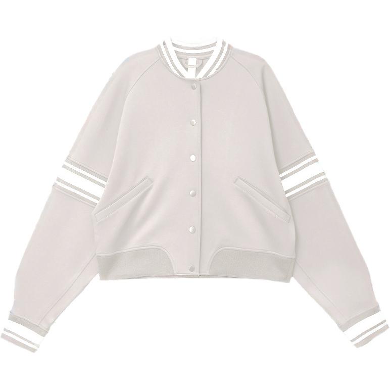 Details for (W) Lululemon Jaket Varsity Cropped Hitam Striped Loose Fit Snap-Front LW3HFFS