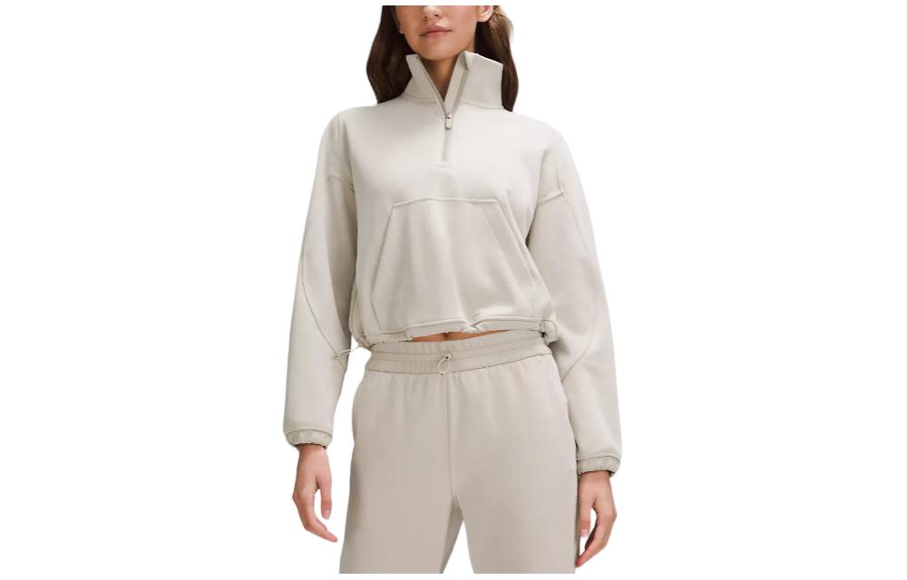 (Women) Lululemon Softstreme  Brushed Half Zip Slim Fit Long Sleeve Sweatshirt. LW3IDXS