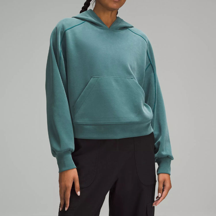 Lookbook (W) Sudadera Lululemon Softstreme™ Oversize Crop Mujer Manga Larga Azul Teal LW3HMVS