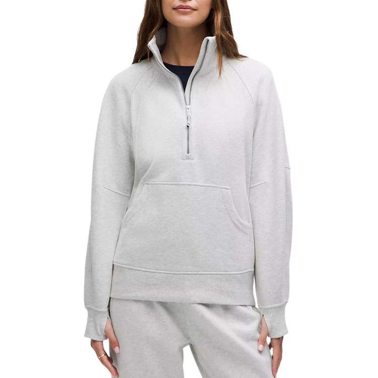 Shop (W) Lululemon 灰色半拉鍊寬鬆長袖運動衫 LW3JFJS