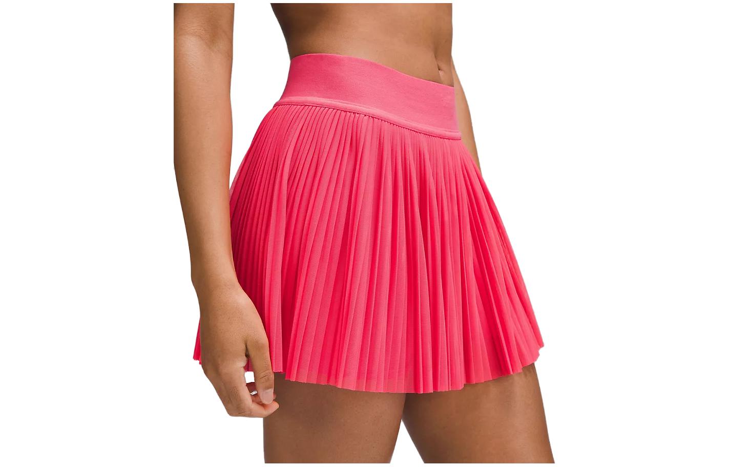 (Women) Lululemon Solid Mesh Pleated Mid-Rise Tennis Skirt LW8AIQS