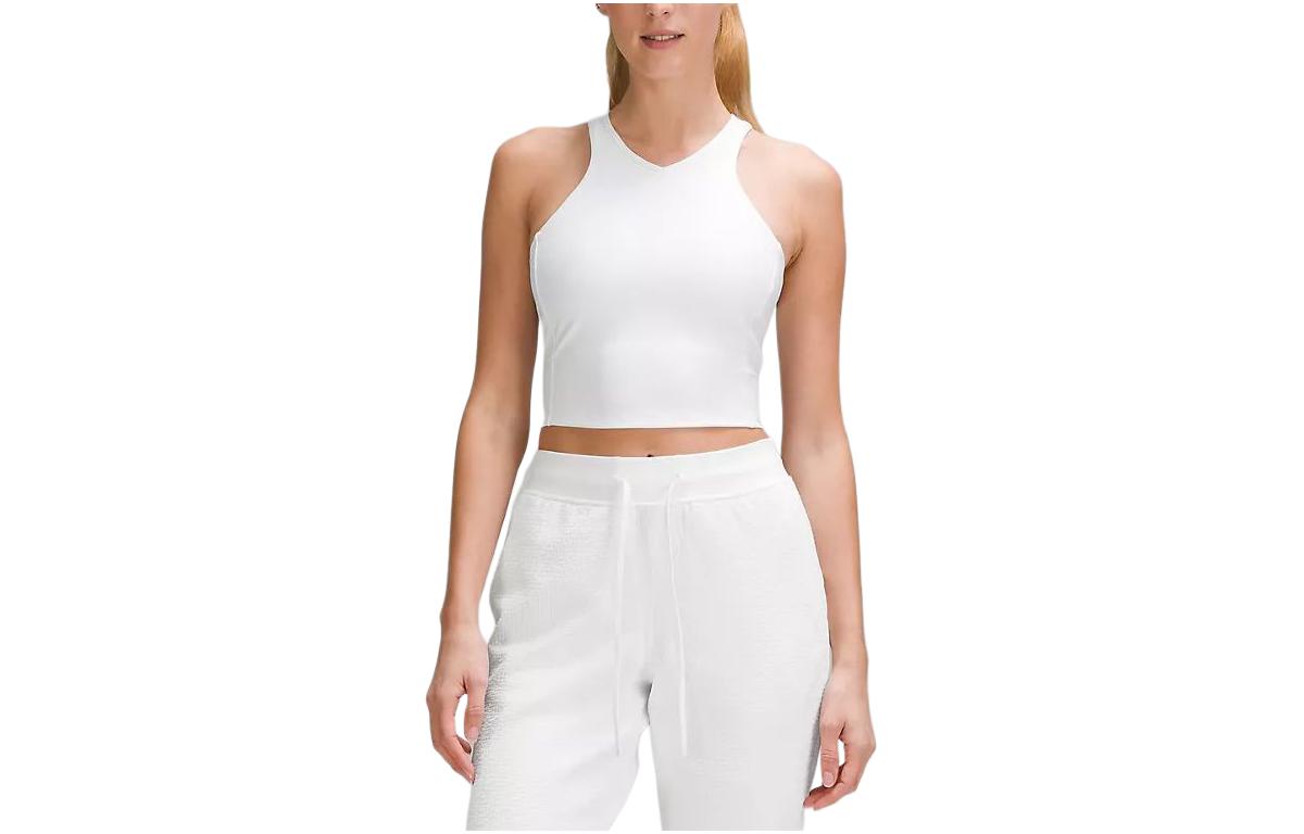 (Women) Lululemon Solid V-Neck Slim-Fit Sleeveless Crop Tank Top. LW1EQ4S
