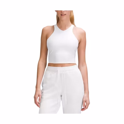 (Women) Lululemon Solid V-Neck Slim-Fit Sleeveless Crop Tank Top. LW1EQ4S
