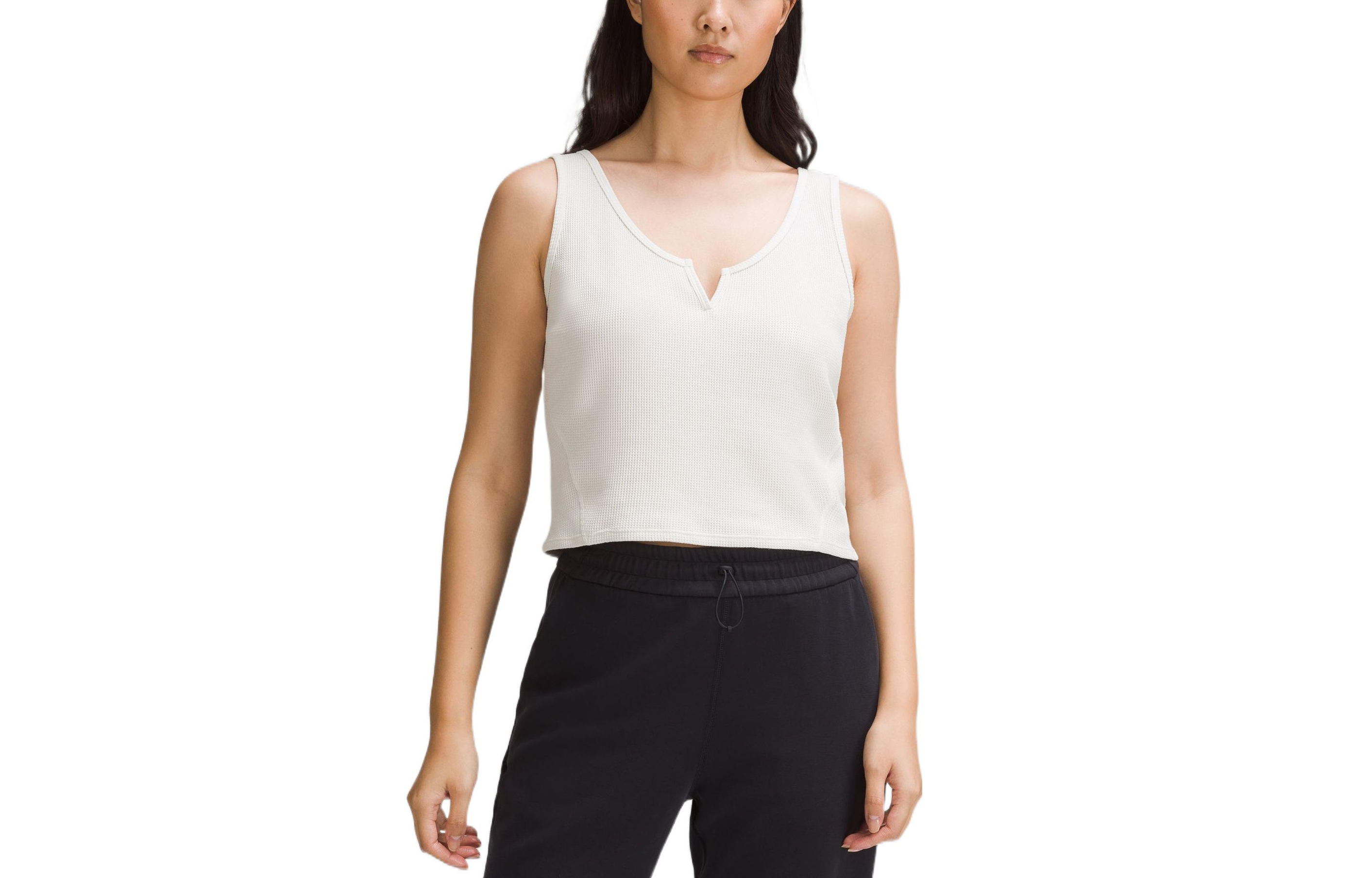 (Women) Lululemon SS23 Cotton-Blend Sleeveless Cropped Sports Tank Top. LW1EF3S