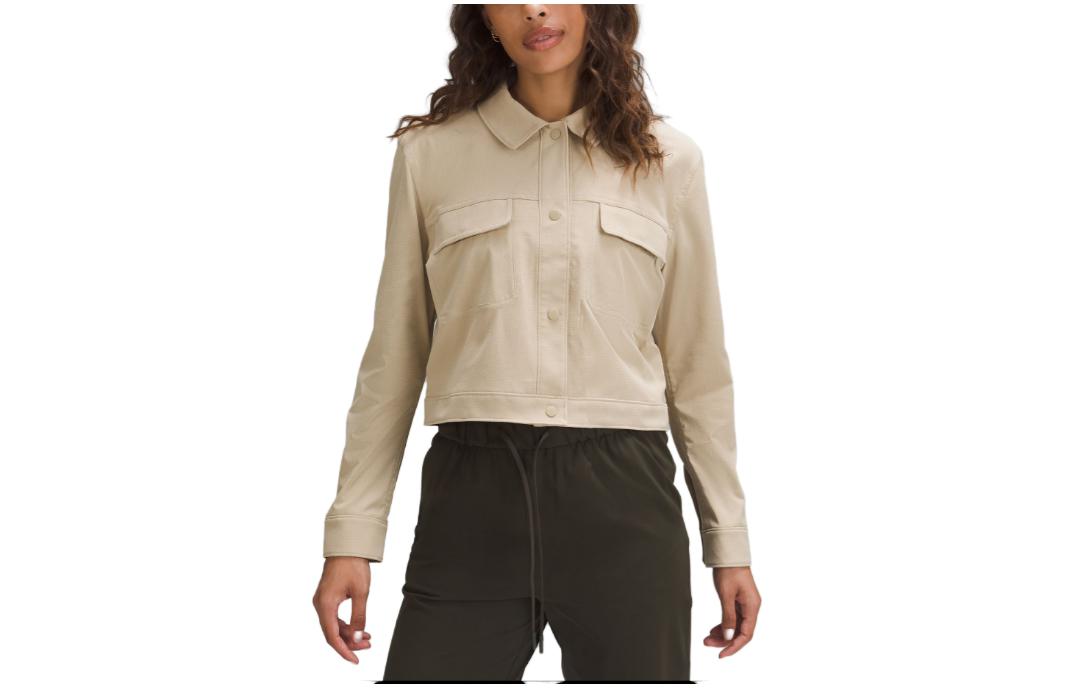(Women) Lululemon SS23 WovenAir™ Fabric Solid Casual Long Sleeve Jacket LW3HHQS