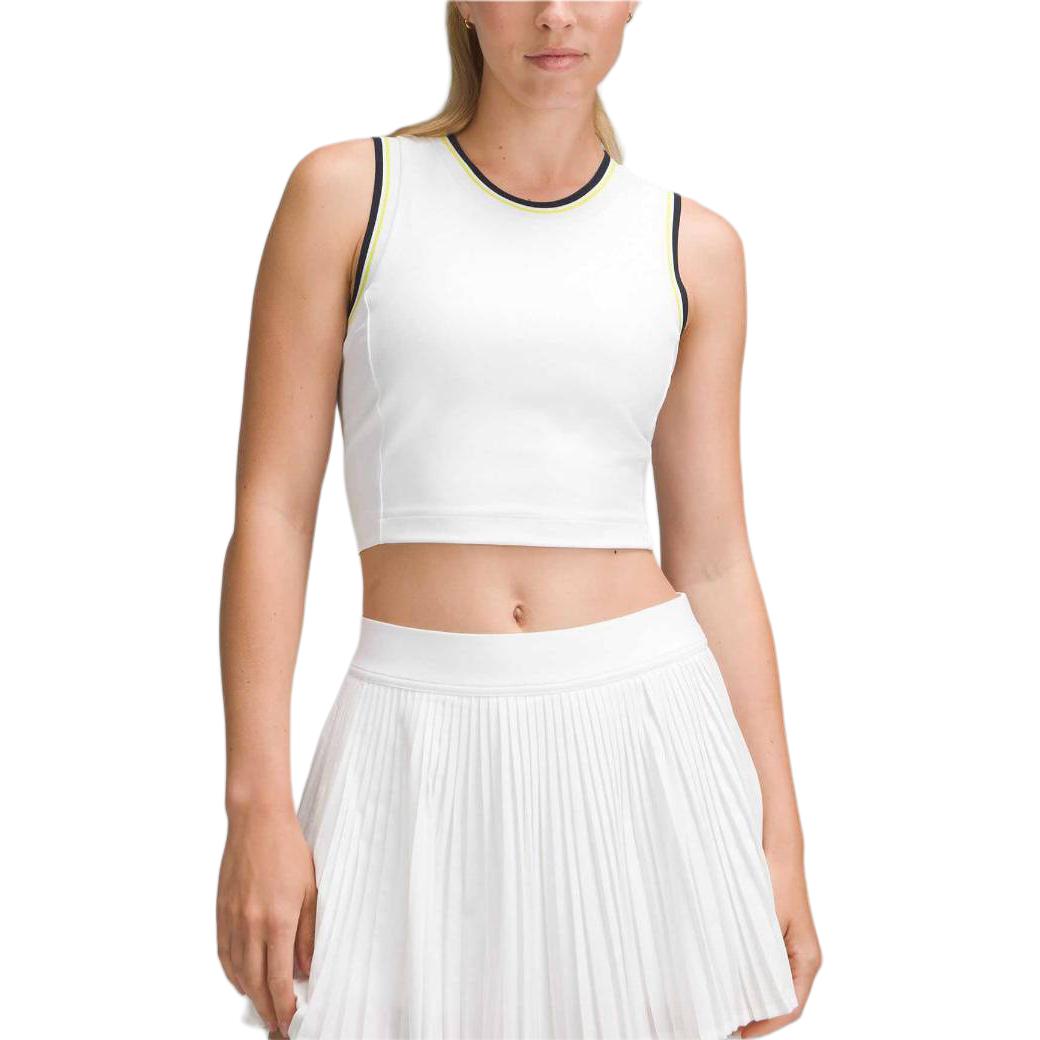 (Women) Lululemon Stylish Tennis Logo Low Neck Cropped Sports Tank Top. LW1EYIS