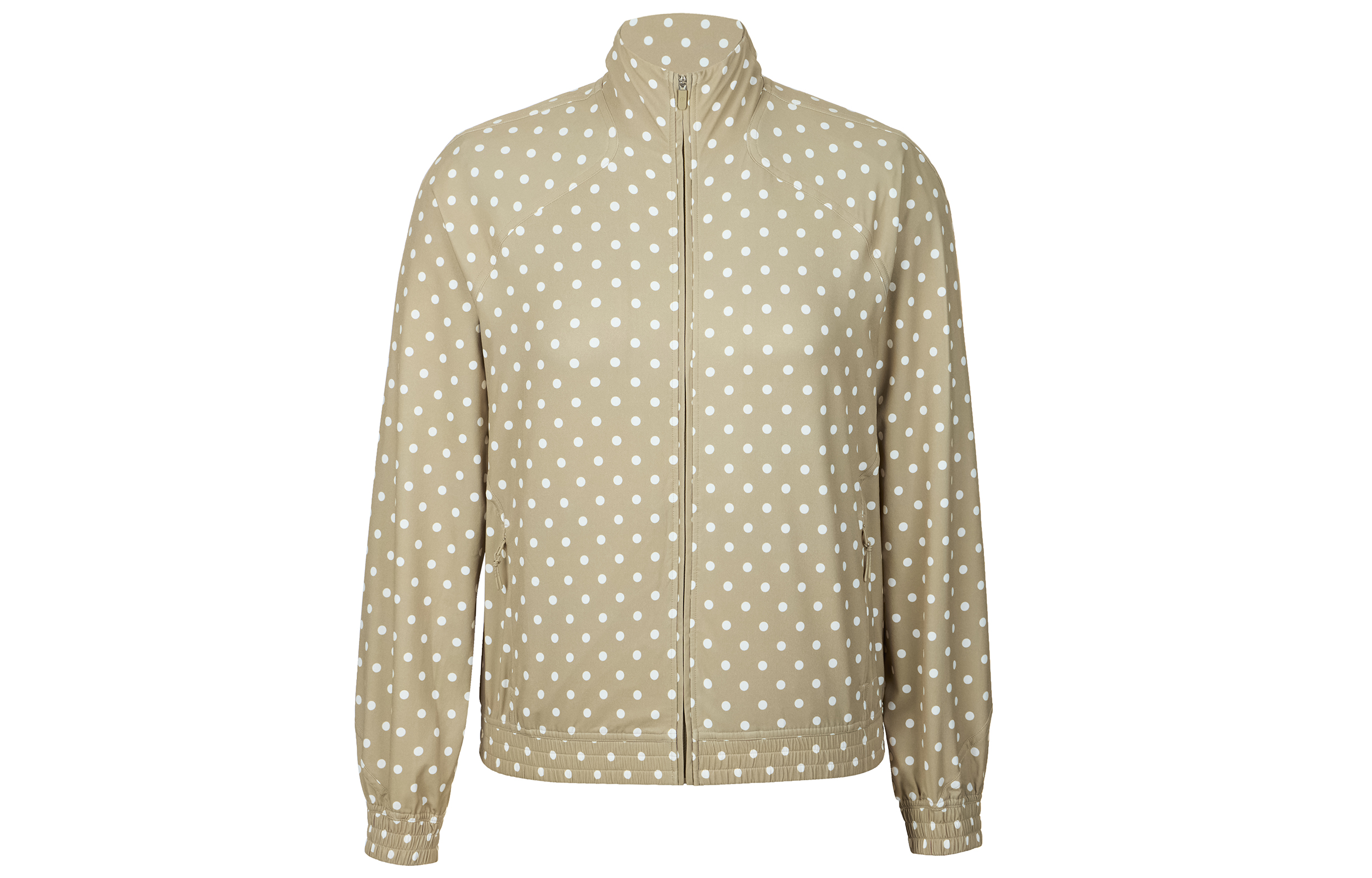 (Women) Lululemon Swift Quick-Dry Loose Fit Jacket Oak Brown White Polka Dots LW3IUDS