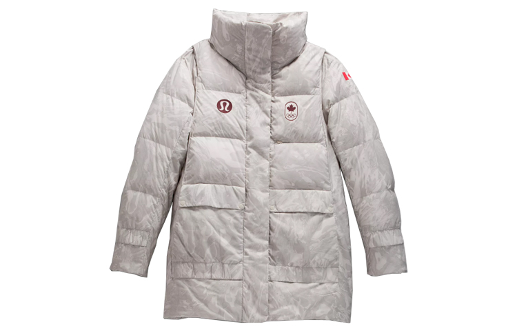 (Women) Lululemon Team Canada Short Down Jacket with COC Logo White LW4BVSS