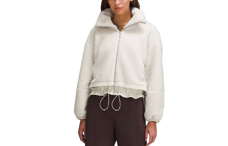 Order (W) Lululemon纹理可调拉绳羊毛全拉链宽松短夹克 LW3GW3S