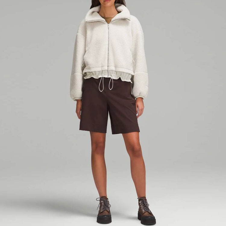 Lookbook (W) Lululemon纹理可调拉绳羊毛全拉链宽松短夹克 LW3GW3S