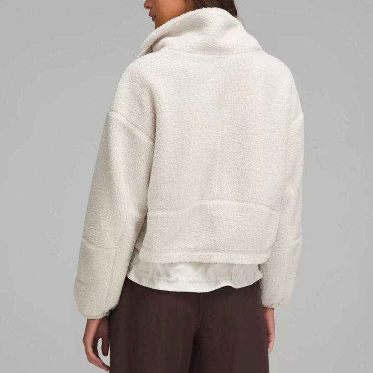 Shop (W) Lululemon纹理可调拉绳羊毛全拉链宽松短夹克 LW3GW3S