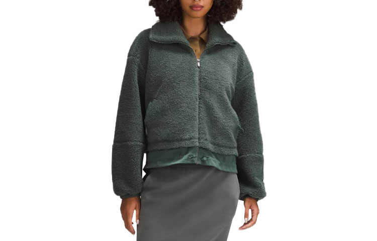 Purchase (W) Lululemon纹理可调拉绳羊毛全拉链宽松短夹克 LW3GW3S