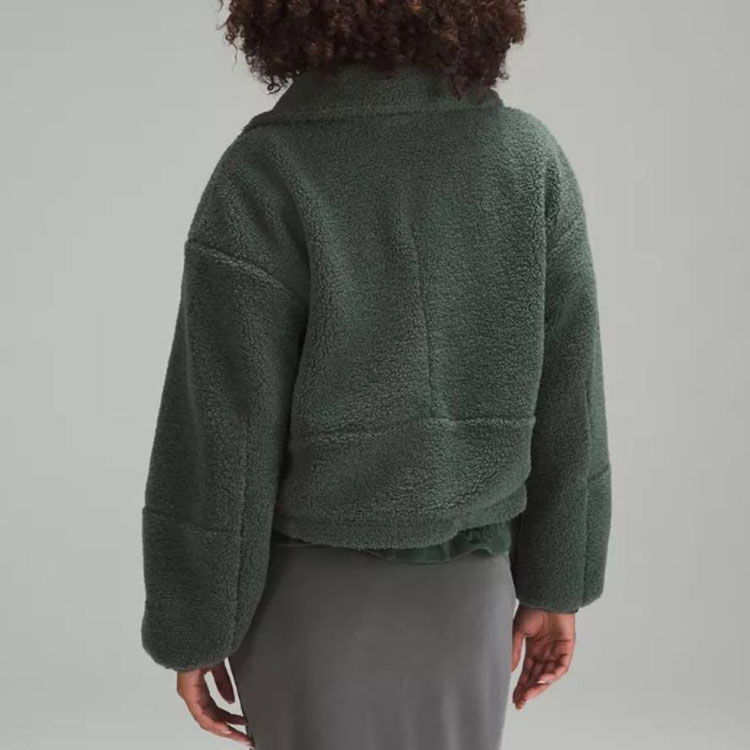 Sizing (W) Lululemon纹理可调拉绳羊毛全拉链宽松短夹克 LW3GW3S