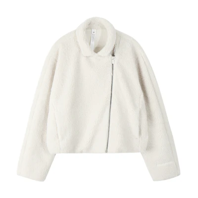 (Women) Lululemon Textured Fleece Collared Jacket Casual Long Sleeve Short Coat LW3HJGS