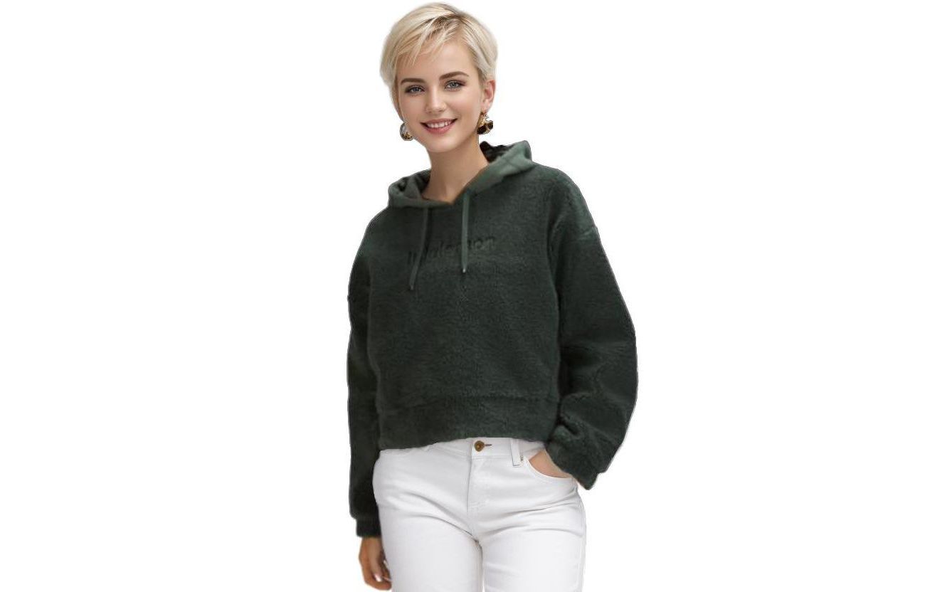 (Women) Lululemon Textured Solid Logo Print Pullover Hoodie for Women LW3FY2S