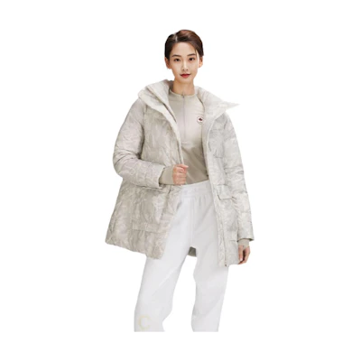 (Women) Lululemon Transformable Maple Print Hooded Down Jacket Grey/White LW4BVKS
