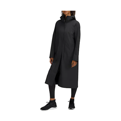 (Women) Lululemon Waterproof Long Hooded Windbreaker Coat with Logo LW4BWIS