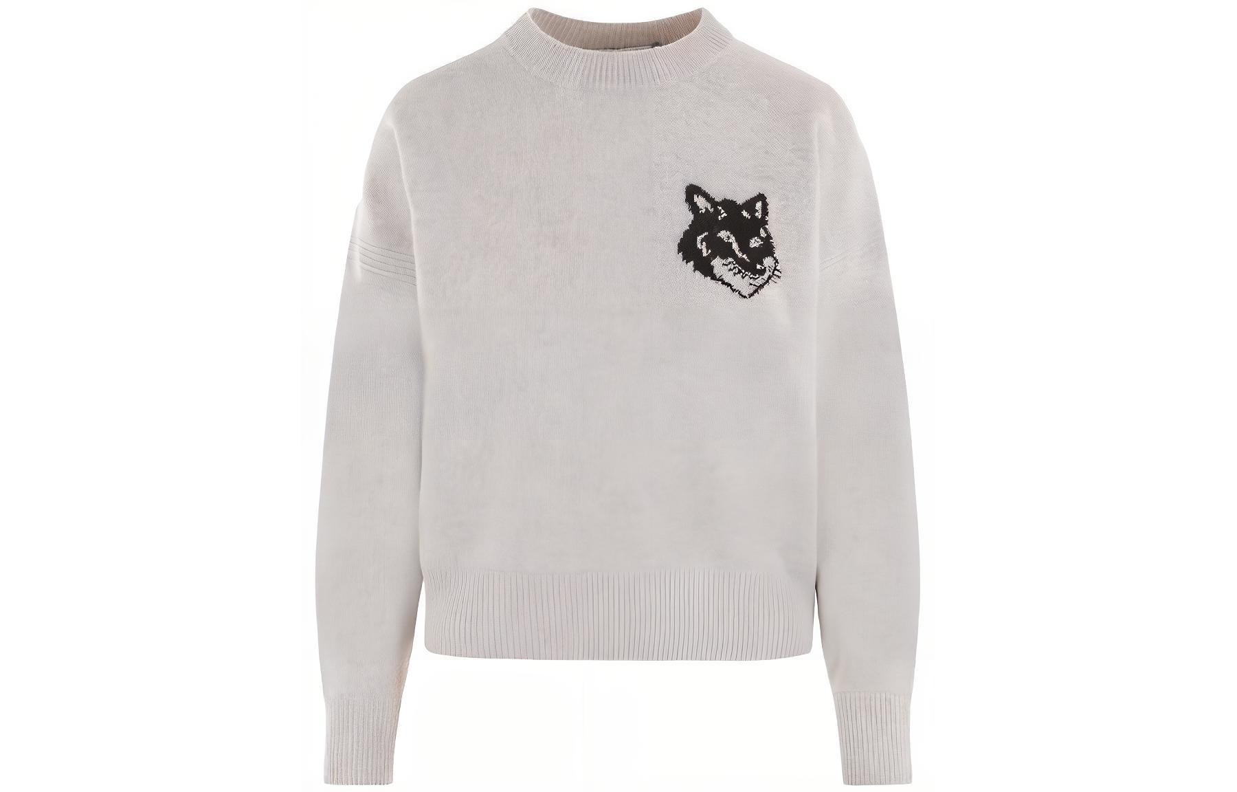 (Women) Maison Kitsune  Animal Pattern Intarsia Crewneck Sweater LW00815KT1063H120