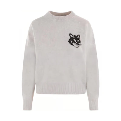 (Women) Maison Kitsune Animal Pattern Intarsia Crewneck Sweater LW00815KT1063H120