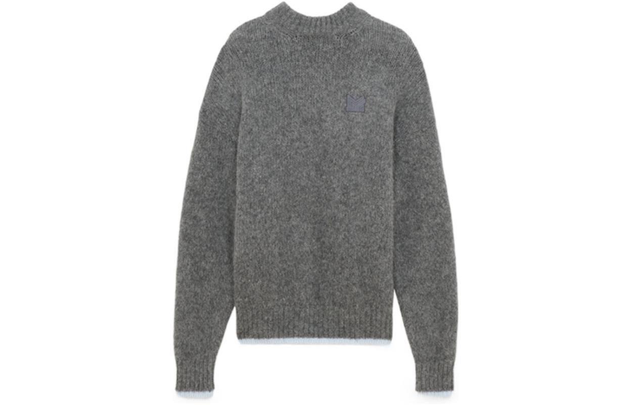 (Women) Maison Kitsune  Light Grey Wool Sweater Crewneck Pullover. HW00538KT1040-H150