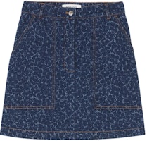 (Women) Maison Kitsune Mini Zipper Pocket Denim Skirt SS24 Dark Blue MW01505WW5024-O010 (Women) Maison Kitsune Mini Zipper Pocket Denim Skirt SS24 Dark Blue MW01505WW5024-O010