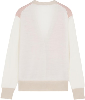 (W) Maison Kitsune Cardigan Leher V Jalur dengan Patch Rubah - Pasture Rose. MW00505KT1036-P628 Lookbook (W) Maison Kitsune Cardigan Leher V Jalur dengan Patch Rubah - Pasture Rose. MW00505KT1036-P628