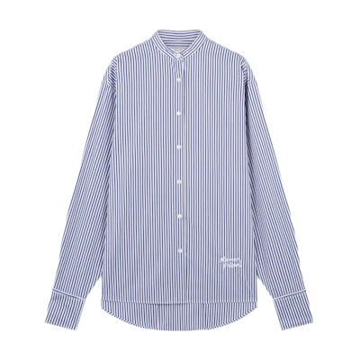 (Women) Maison Kitsune Striped Square Neck Loose Button-Up Shirt LW00406WC2041-S431