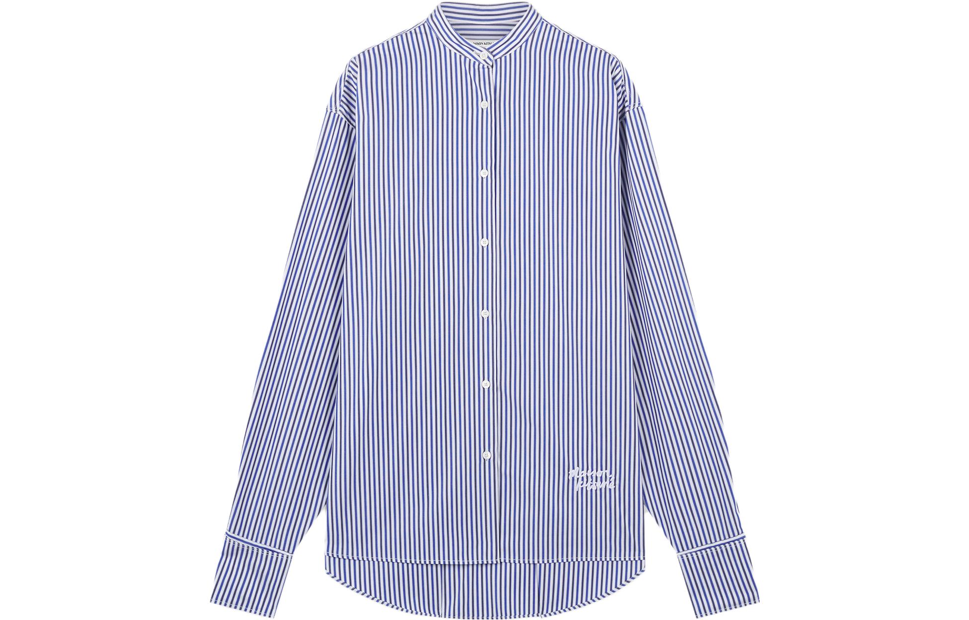 Order (W) Maison Kitsune Baju Jalur Leher Petak Longgar dengan Butang. LW00406WC2041-S431