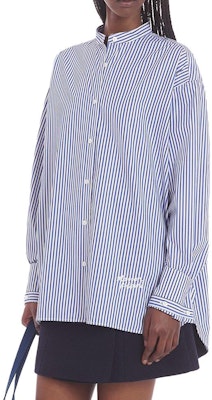 (W) Maison Kitsune Baju Jalur Leher Petak Longgar dengan Butang. LW00406WC2041-S431 Shop (W) Maison Kitsune Baju Jalur Leher Petak Longgar dengan Butang. LW00406WC2041-S431