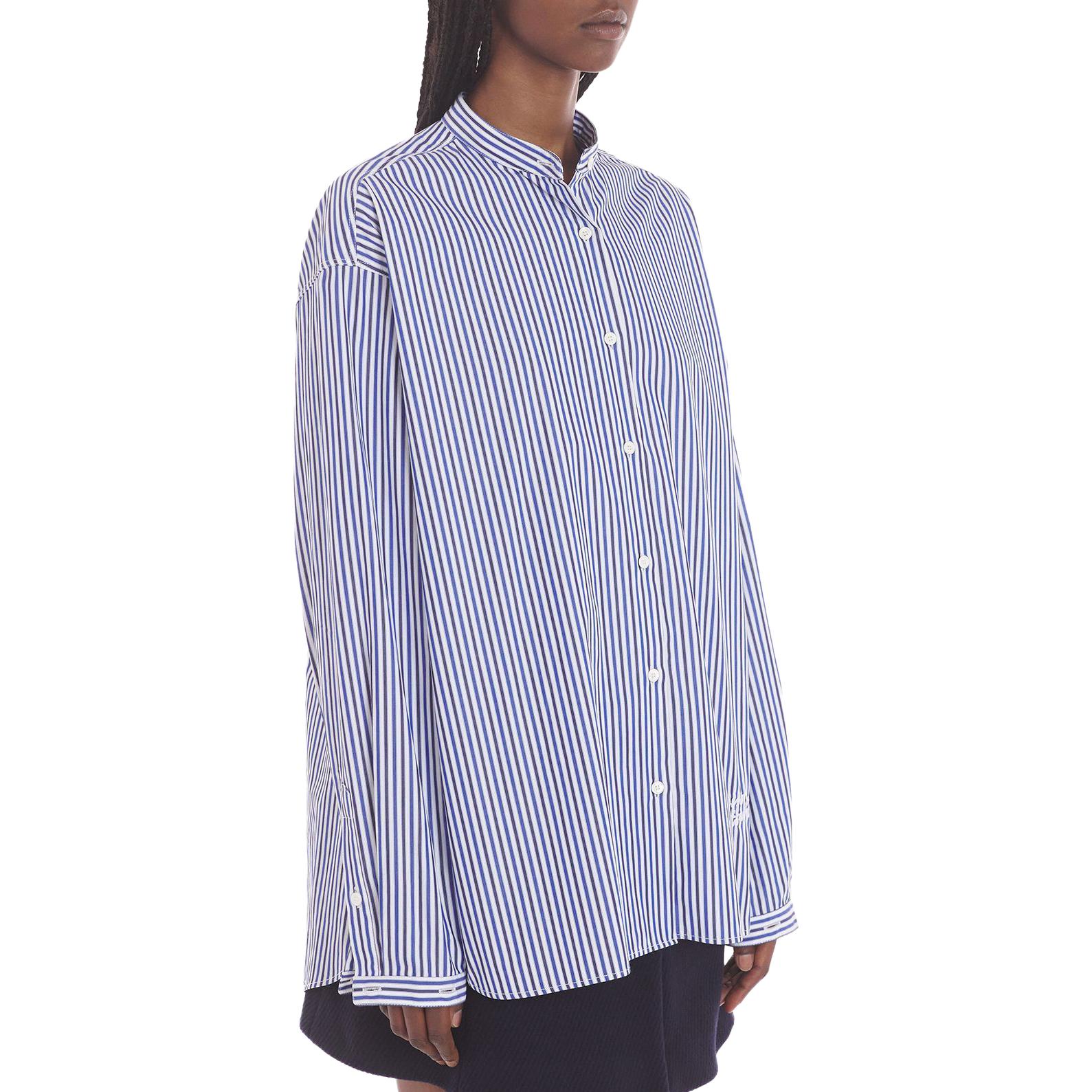 Details for (W) Maison Kitsune Baju Jalur Leher Petak Longgar dengan Butang. LW00406WC2041-S431