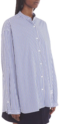 (W) Maison Kitsune Baju Jalur Leher Petak Longgar dengan Butang. LW00406WC2041-S431 Details for (W) Maison Kitsune Baju Jalur Leher Petak Longgar dengan Butang. LW00406WC2041-S431