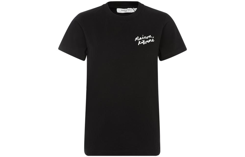 (Women) Maison Kitsune Alphabet Graphic  Black Crewneck T-Shirt Short Sleeve Casual IW00131KJ0035-2023ss