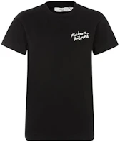 (Women) Maison Kitsune Alphabet Graphic Black Crewneck T-Shirt Short Sleeve Casual IW00131KJ0035-2023ss (Women) Maison Kitsune Alphabet Graphic Black Crewneck T-Shirt Short Sleeve Casual IW00131KJ0035-2023ss