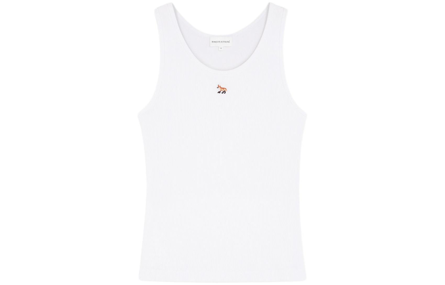 Buy (W) Maison Kitsune Tank Top Putih Baby Fox Bordir (Koleksi SS24) MW00103KJ0125-P100
