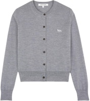 (Women) Maison Kitsune Baby Fox SS24 Grey Button-Up Embroidered Logo Sweater. MW00507KT1036-H131 (Women) Maison Kitsune Baby Fox SS24 Grey Button-Up Embroidered Logo Sweater. MW00507KT1036-H131