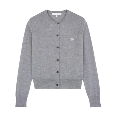 (Women) Maison Kitsune Baby Fox SS24 Grey Button-Up Embroidered Logo Sweater. MW00507KT1036-H131