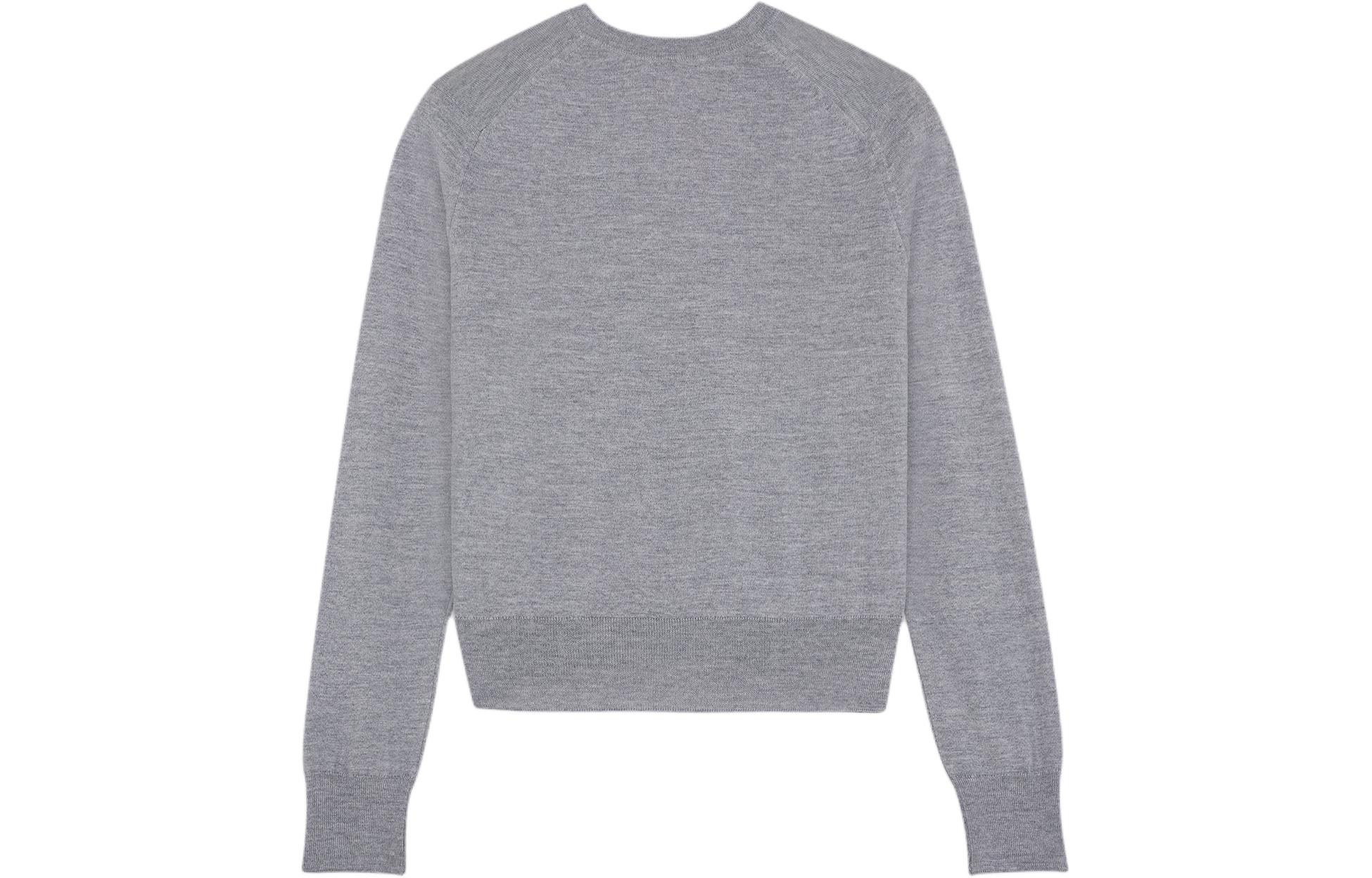 Lookbook (W) Maison Kitsune Bayi Fox SS24 Kelabu Baju Butang Logo Sulam Sweater. MW00507KT1036-H131