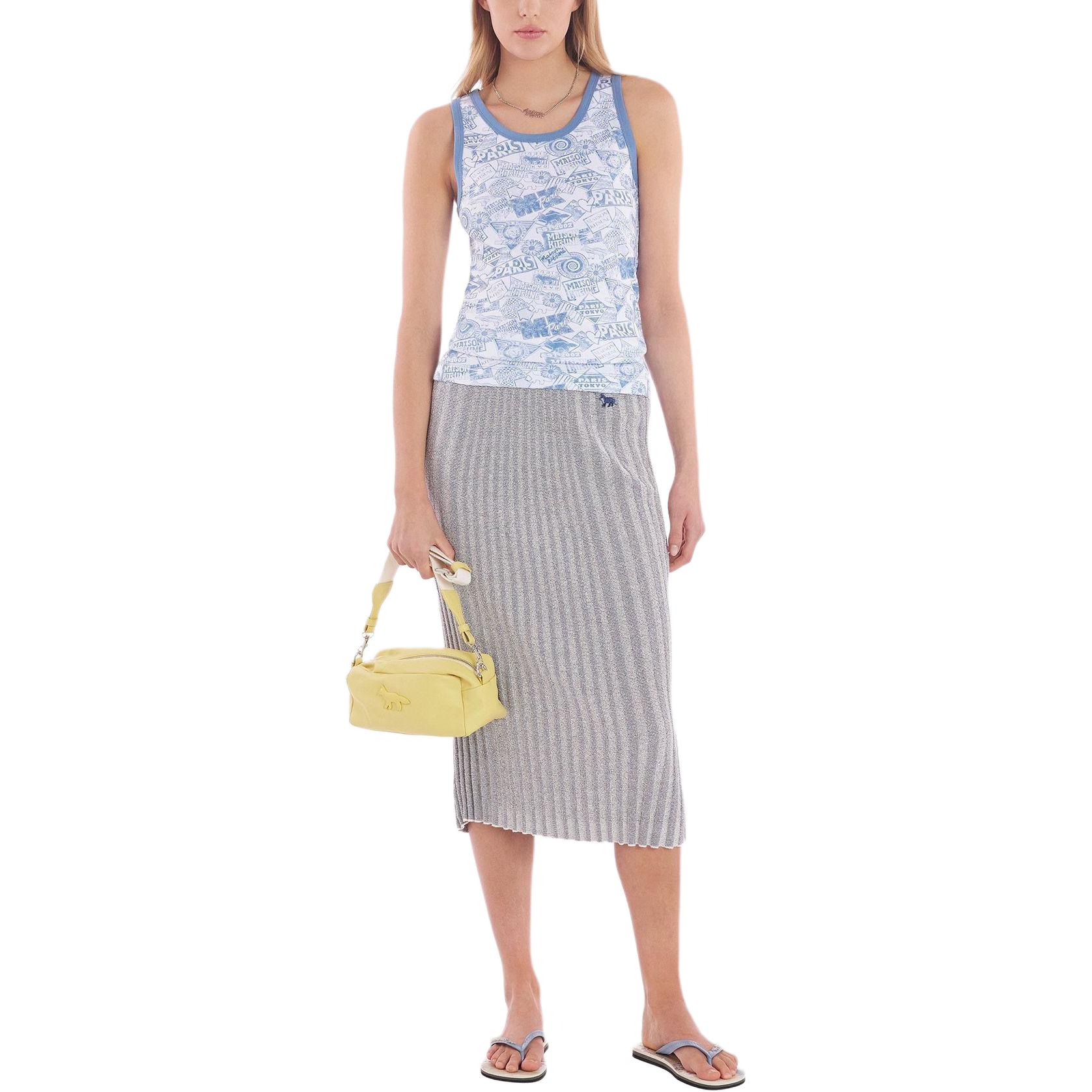 Shop (W) Maison Kitsune Baby Fox SS24 Baju Santai Logo Panjang Kelabu. MW01510KT1104-P476