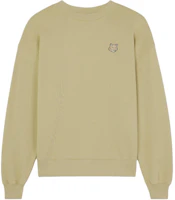 (Women) Maison Kitsune Beige Fox Patch Crewneck Sweatshirt SS24 MW00315KM0307-P357 (Women) Maison Kitsune Beige Fox Patch Crewneck Sweatshirt SS24 MW00315KM0307-P357