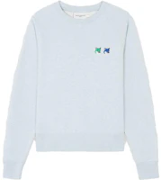(Women) Maison Kitsune Double Fox Pullover Sweatshirt Misty Blue KW00308KM0001-H429 (Women) Maison Kitsune Double Fox Pullover Sweatshirt Misty Blue KW00308KM0001-H429