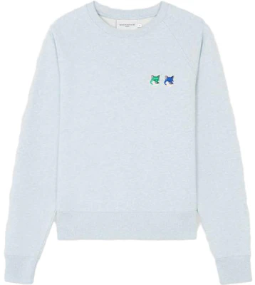 (Women) Maison Kitsune Double Fox Pullover Sweatshirt Misty Blue KW00308KM0001-H429 Order (Women) Maison Kitsune Double Fox Pullover Sweatshirt Misty Blue KW00308KM0001-H429