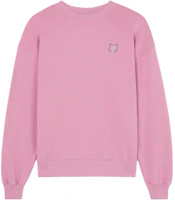 (Women) Maison Kitsune Fox Patch Crewneck Long Sleeve Sweatshirt Rose Pink SS24 MW00315KM0307-P625 (Women) Maison Kitsune Fox Patch Crewneck Long Sleeve Sweatshirt Rose Pink SS24 MW00315KM0307-P625