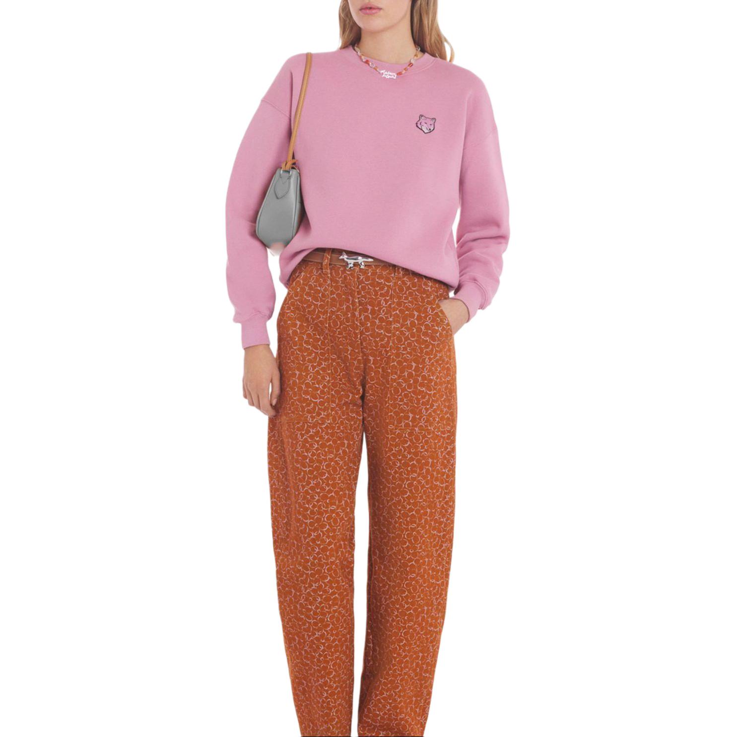 Shop (W) Maison Kitsune Sudadera Rosa Claro Fox Patch Manga Larga Crewneck SS24 MW00315KM0307-P625