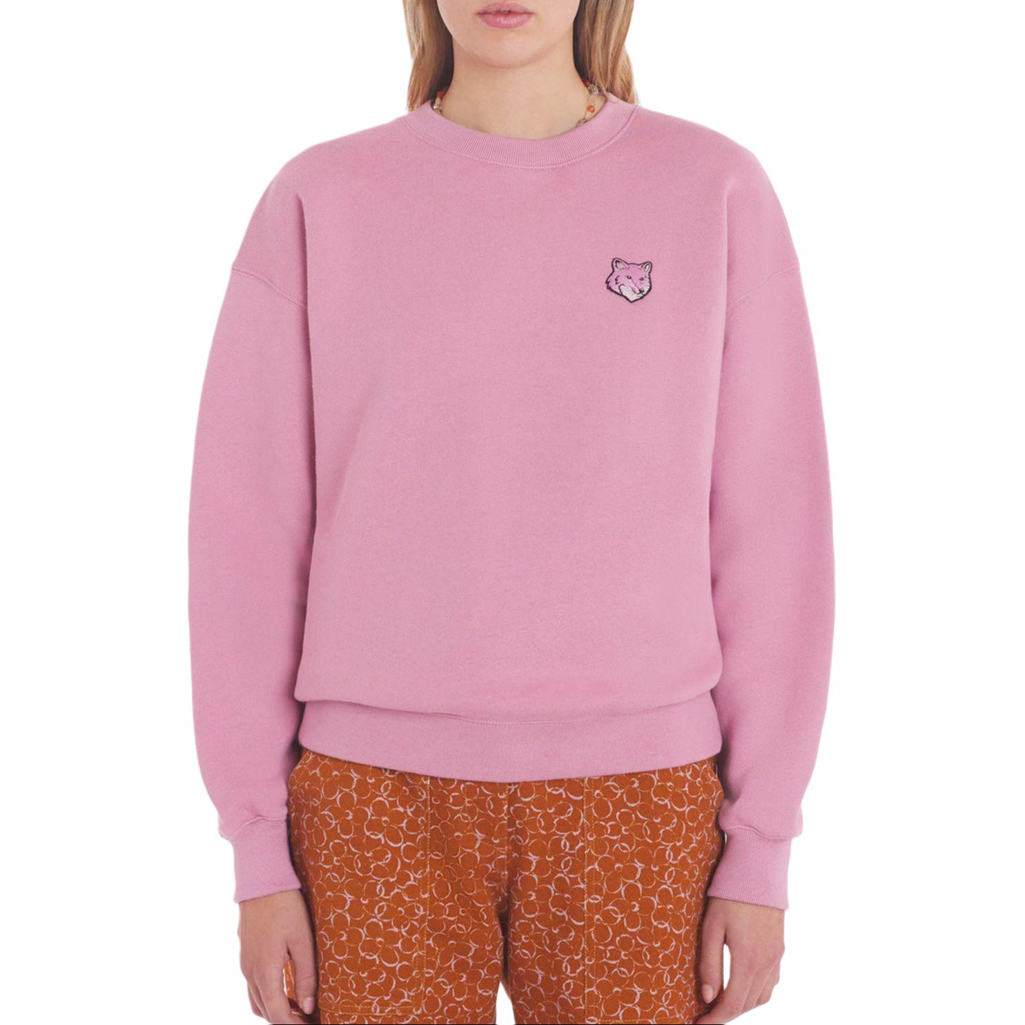Purchase (W) Maison Kitsune Sudadera Rosa Claro Fox Patch Manga Larga Crewneck SS24 MW00315KM0307-P625